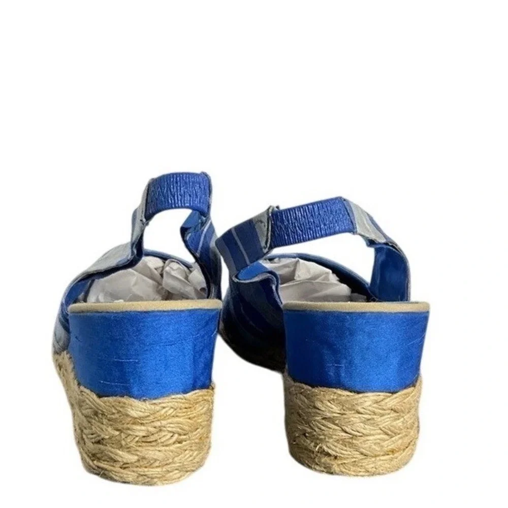 Lauren‎ Ralph Lauren Womens CAMARA Blue Plaid Wedge Slingback Sandals Size 10B